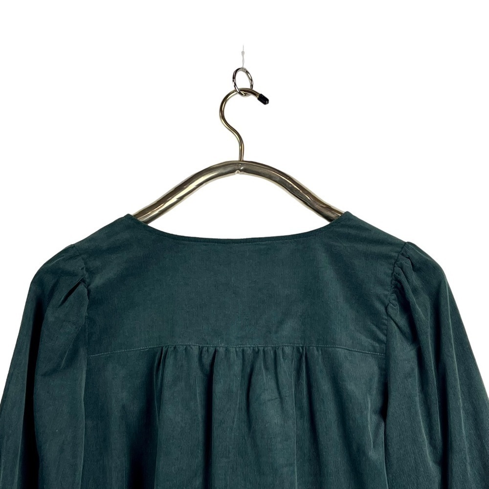 Madewell Forest Green V-Neck Blouse - Picture 8 of 14